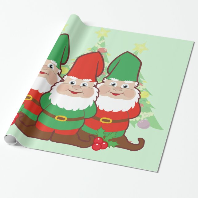 Papier Cadeau Gnomes de Noël (Déroulé)