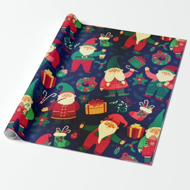 Papier Cadeau Gnomes de Noël (Déroulé)