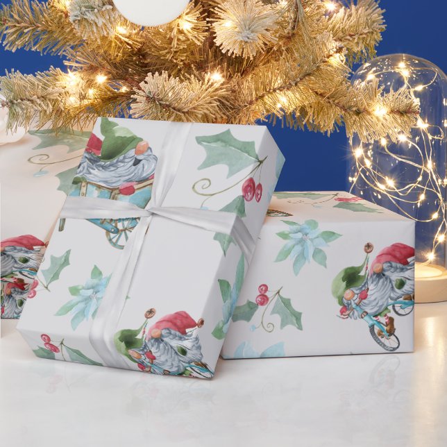 Papier Cadeau Gnomes de Noël en jeu (Vacances)