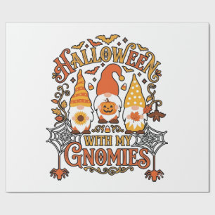 Papier Cadeau Gnomes d'Halloween Citrouille Toile d'Araignée Cha