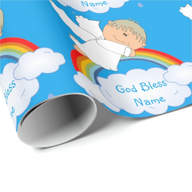 Papier Cadeau Godson Godchild bébé garçon douche cadeau personna (Coin rond)
