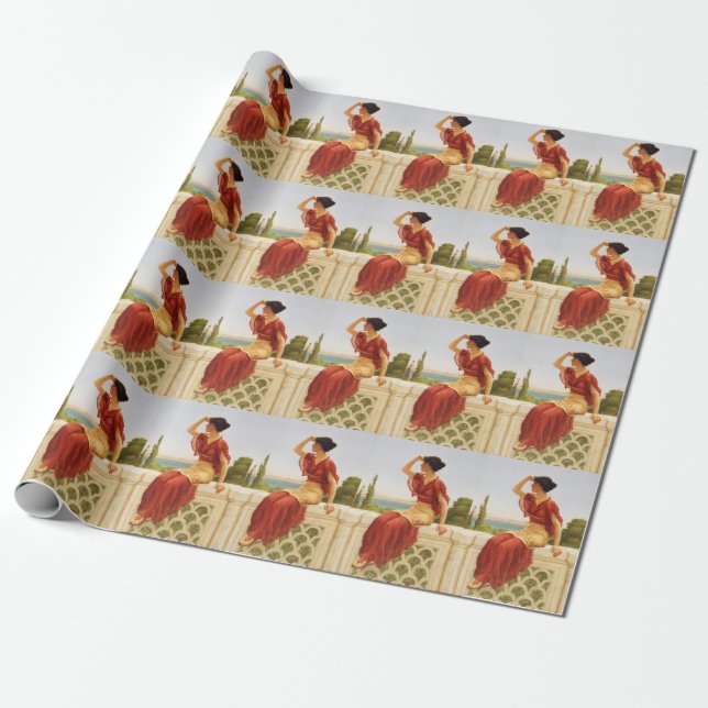 Papier Cadeau Godward Le Signal Belle Femme Portrait Art (Déroulé)