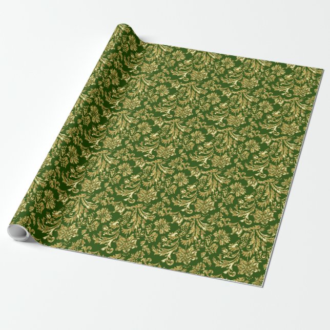 Papier Cadeau Gold and Deep Green Vinage Damas (Déroulé)