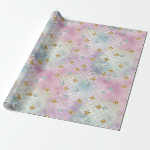 Papier Cadeau Gold Aqua Parties scintillant Dream Purple Blush M