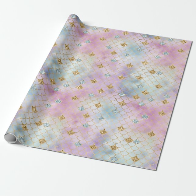 Papier Cadeau Gold Aqua Parties scintillant Dream Purple Blush M (Déroulé)
