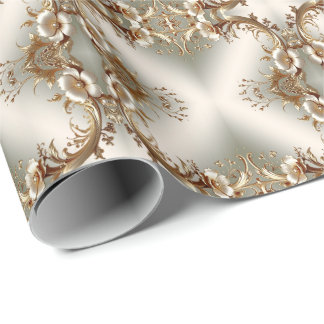 Papier Cadeau Gold Floral Wrapping Paper