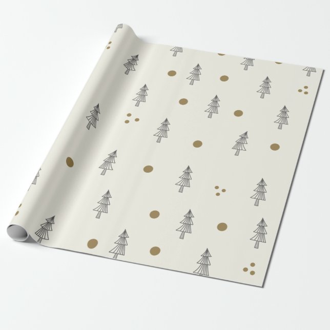 Papier Cadeau Gold Holiday Motif Élégant Chic Classique Noël (Déroulé)