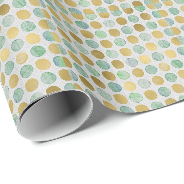 Papier Cadeau Gold Parties scintillant Foil Pois Moderne Vacance (Coin rond)