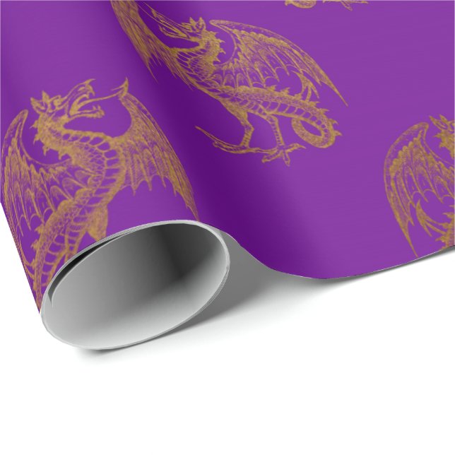 Papier Cadeau Gold Royal Dragon Fairmont King Purple Plum Herald (Coin rond)