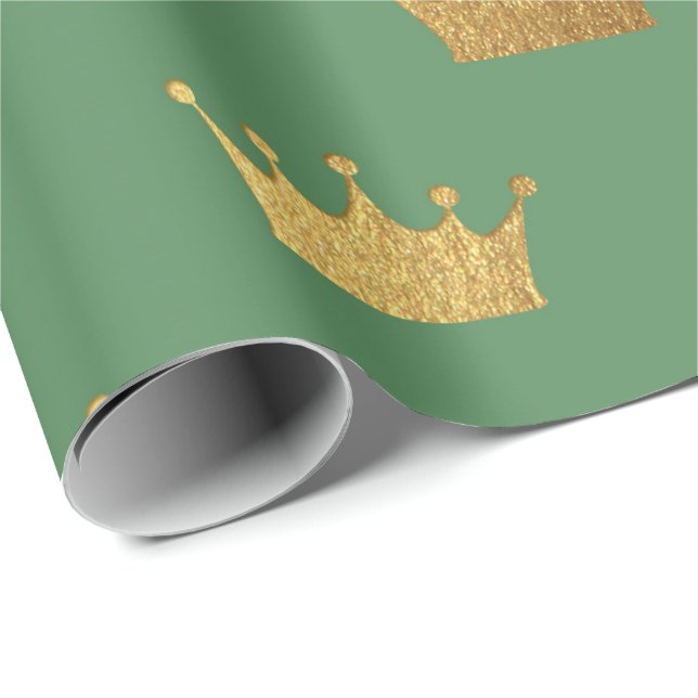 Papier Cadeau Gold Royal Mint Green King Heraldic Princesse (Coin rond)