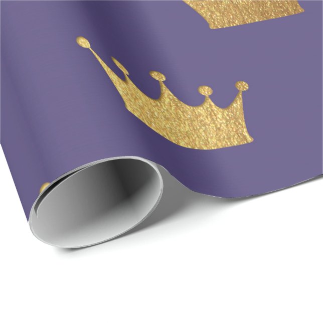 Papier Cadeau Gold Royal Purple Plum King Heraldic Prince (Coin rond)