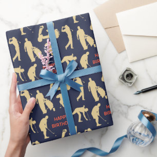Papier Cadeau Gold Silhouette Golfer Images Anniversaire