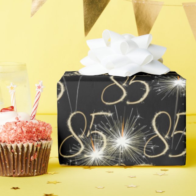 Papier Cadeau Gold Sparklers pour 85e anniversaire (Fête d'anniversaire)