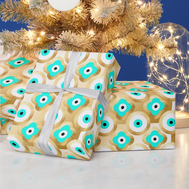 Papier Cadeau Gold Turquoise et Blue Third Eye (Vacances)