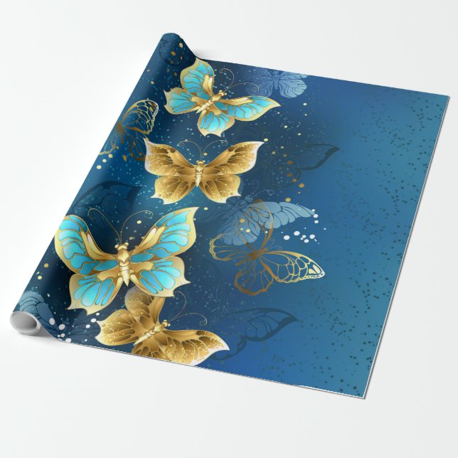 Papier Cadeau Golden butterflies (Déroulé)
