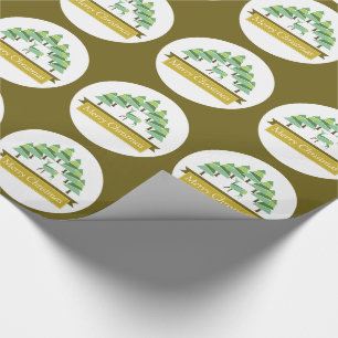 Papier Cadeau Golden Deer Forest Joyeux Noël entouré Wrappin