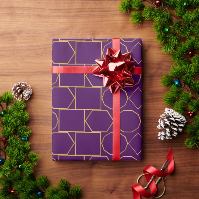 Papier Cadeau Golden Geometric Pattern (Cadeau de vacances)