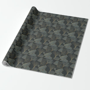 Papier Cadeau Golden Ginkgo : Luxueux Déco Floral.