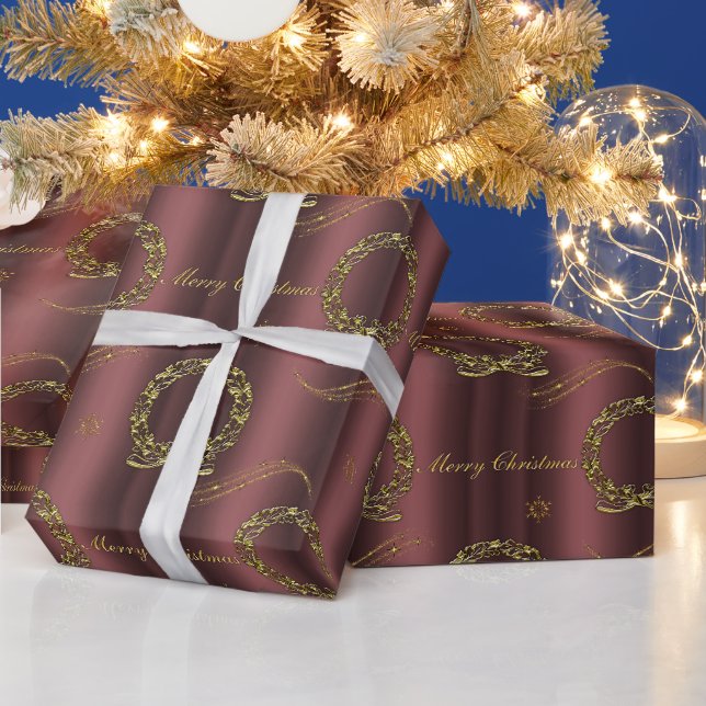 Papier Cadeau Golden Holiday Elegance on Bronze Christmas (Vacances)