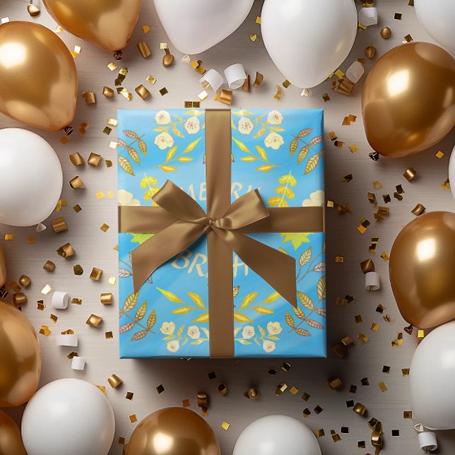 Papier Cadeau GOLDEN MERRY ET BRIGHT personnalisé (Créateur téléchargé)