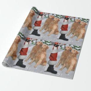 Papier Cadeau Golden Retriever Believe Christmas