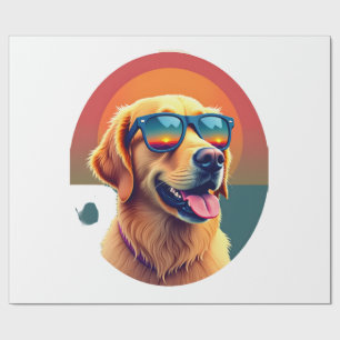 Papier Cadeau Golden Retriever pour enfants garçons filles lunet