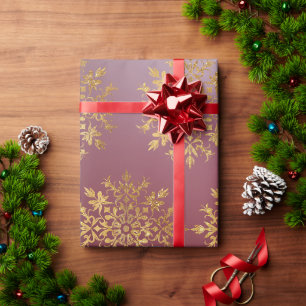 Papier Cadeau Golden Snowflakes - Christmas Cute
