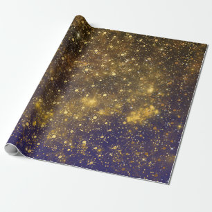 Papier Cadeau Golden Stars Confetti Celestin Firament Vert