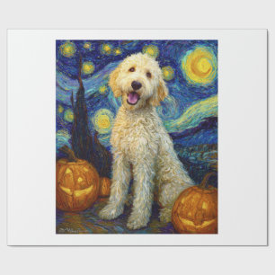 Papier Cadeau Goldendoodle Chien Mignon Halloween Jack O Lantern