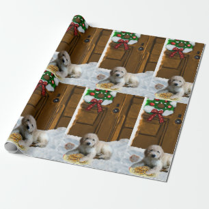 Papier Cadeau Goldendoodle Puppy Christmas