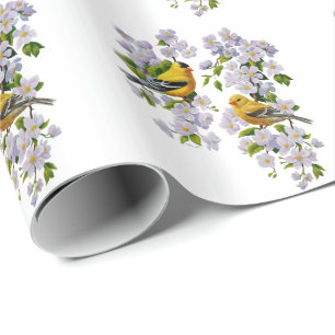 Papier Cadeau Goldfinch Oiseaux & Fleurs U-Pick Couleur Arrière