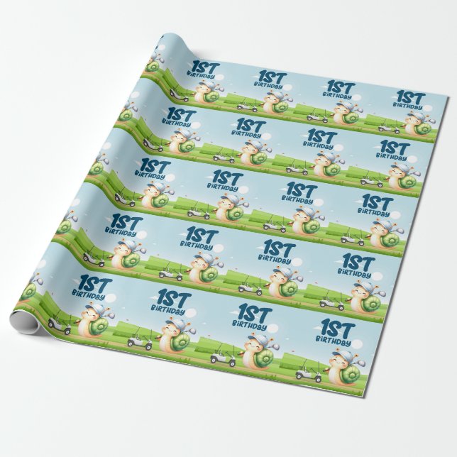 Papier Cadeau Golf 1er Anniversaire Cute thème (Déroulé)