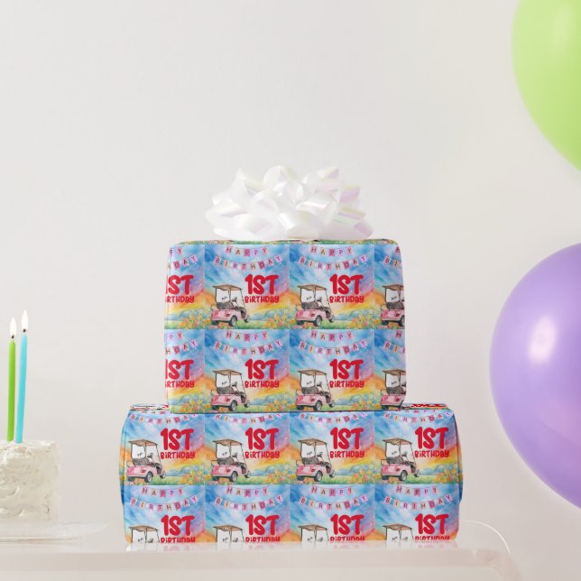 Papier Cadeau Golf 1er anniversaire golfeur d'un an (Cadeaux de fête)