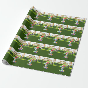 Papier Cadeau Golf 1er anniversaire golfeur d'un an avec chariot