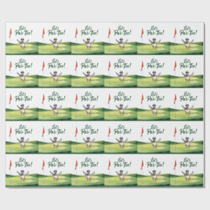 Papier Cadeau Golf Allons-y avec un drapeau de golf sur le vert