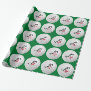 Papier Cadeau Golf Ball Anniversaire - 50e ou autre année