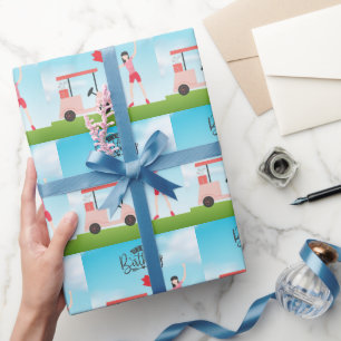 Papier Cadeau Golf C'est ma femme d'anniversaire golfeuse sur ve