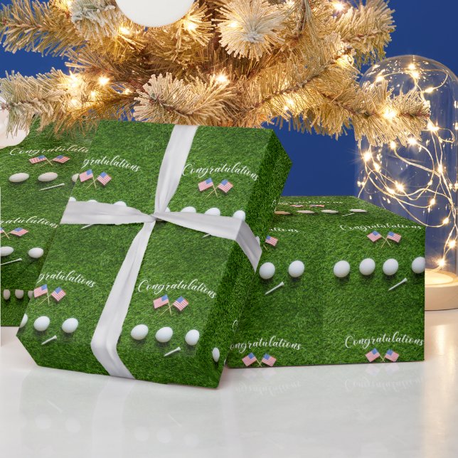 Papier Cadeau Golf Félicitations pour le golfeur américain avec  (Vacances)