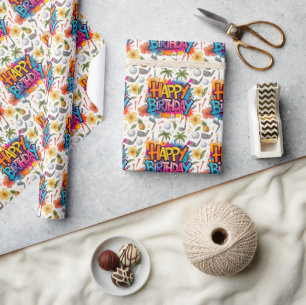 Papier Cadeau Golf Hawaii thème pour Hawaiian Golfer Party