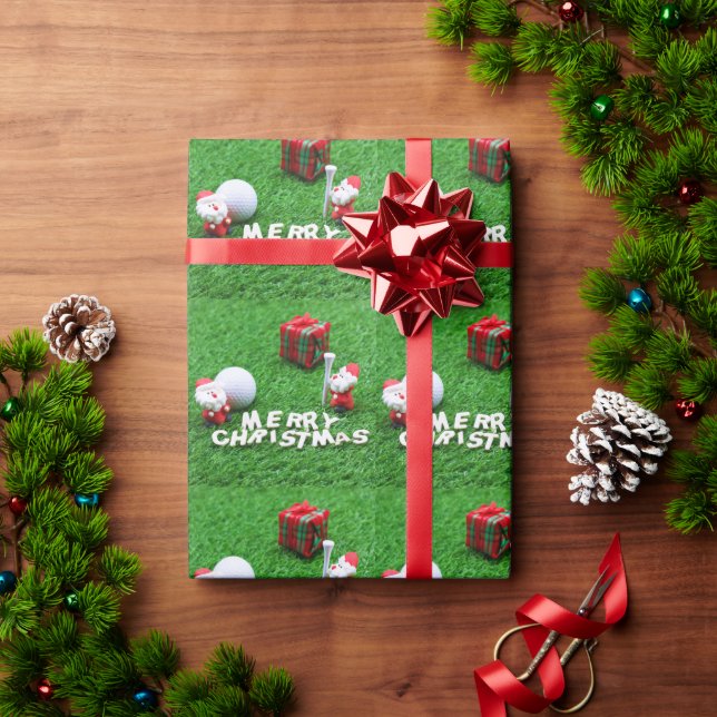 Papier Cadeau Golf Noël Vacances et balle de golf Santa Claus (Cadeau de vacances)