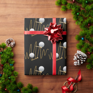 Papier Cadeau Golf noir blanc thème pour golfeur
