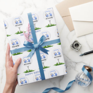 Papier Cadeau Golf personnalisé unique Nom à thème Anniversaire
