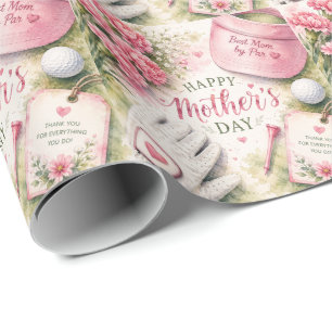 Papier Cadeau Golf pour la fête des mères avec balle de golf et