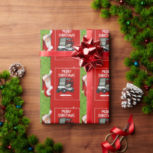 Papier Cadeau Golf Santa Claus avec Golf Panier Joyeux Noël