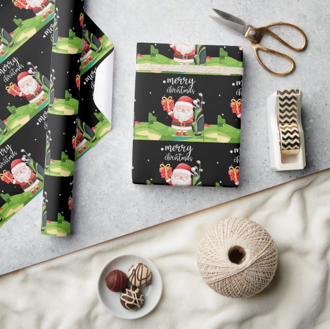 Papier Cadeau Golf Santa Claus est golfeur Noël pour golfeur (Artisanat)
