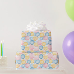 Papier Cadeau Gomme à bulles rose bleu jaune Anniversaire