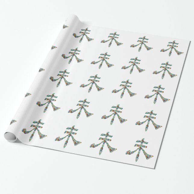Papier Cadeau Goodluck Script : Gemmes orientales chinoises (Déroulé)