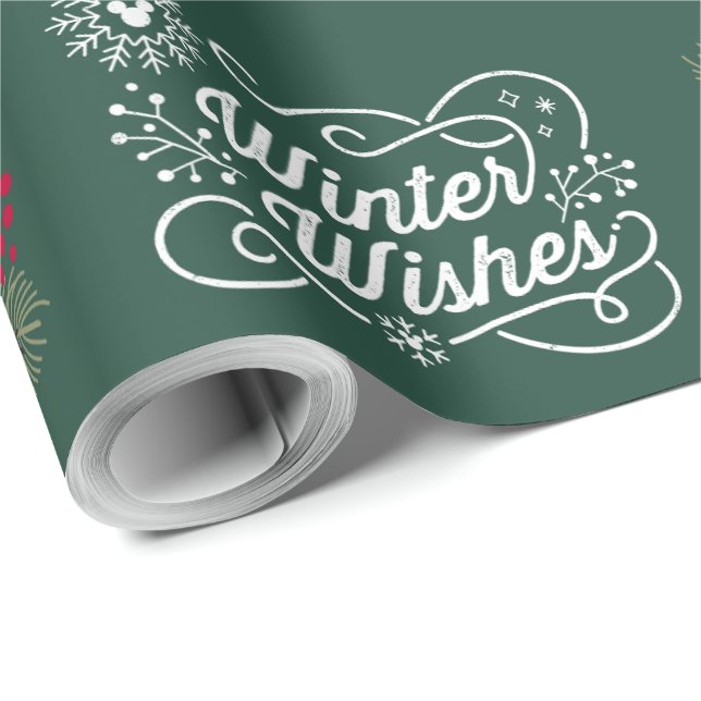 Papier Cadeau Goofy-Inspired Dark Green Red White Holiday  (Coin rond)