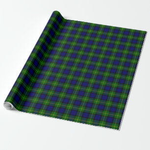 Papier Cadeau Gordon tartan bleu vert plaid