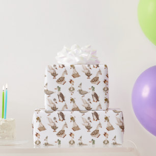 Papier Cadeau Gosey Gander Oie robe fantaisie, Blanc